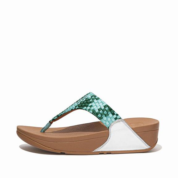 FitFlop Women's LULU Weave Checkered Toe Post Sandals - Mint Green (AXPUR-0871)